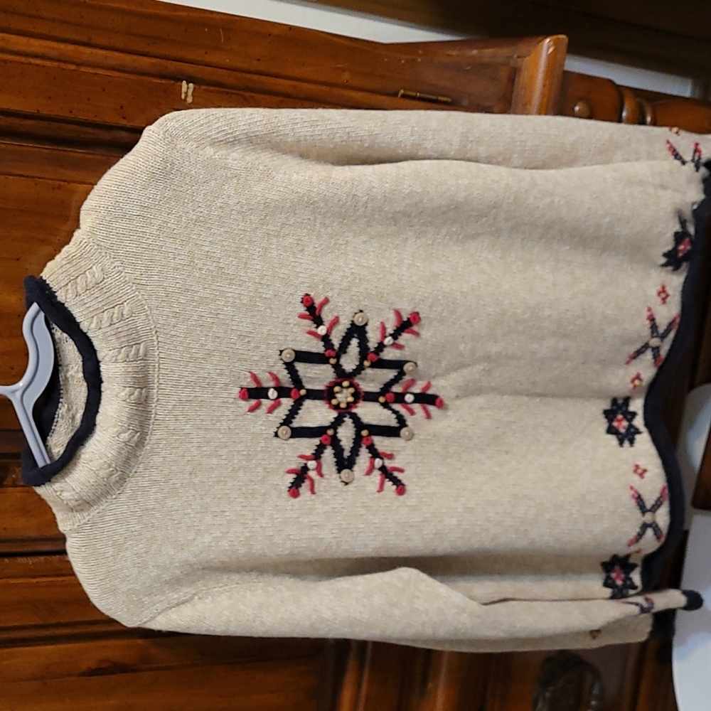 Christmas sweater by Christopher and banks. Size large